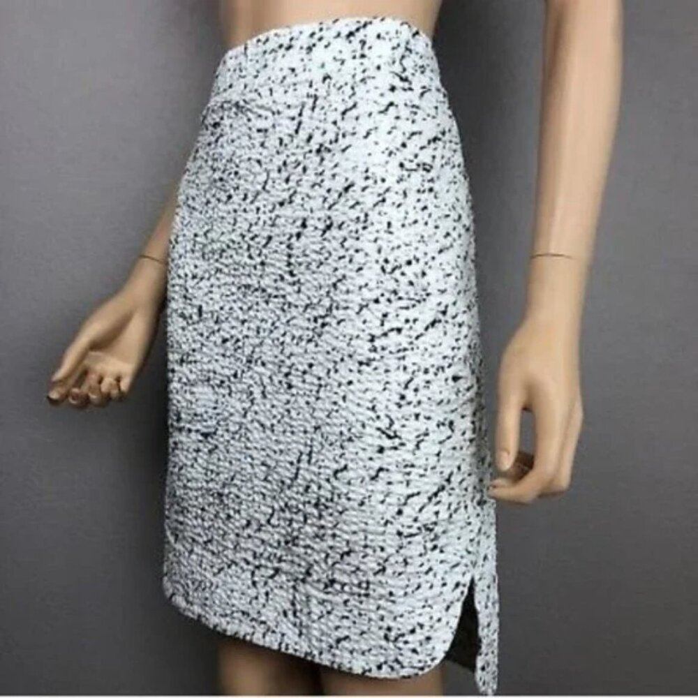 New COS high waisted paint splatter textured quilted high low pencil midi skirt - Picture 2 of 16